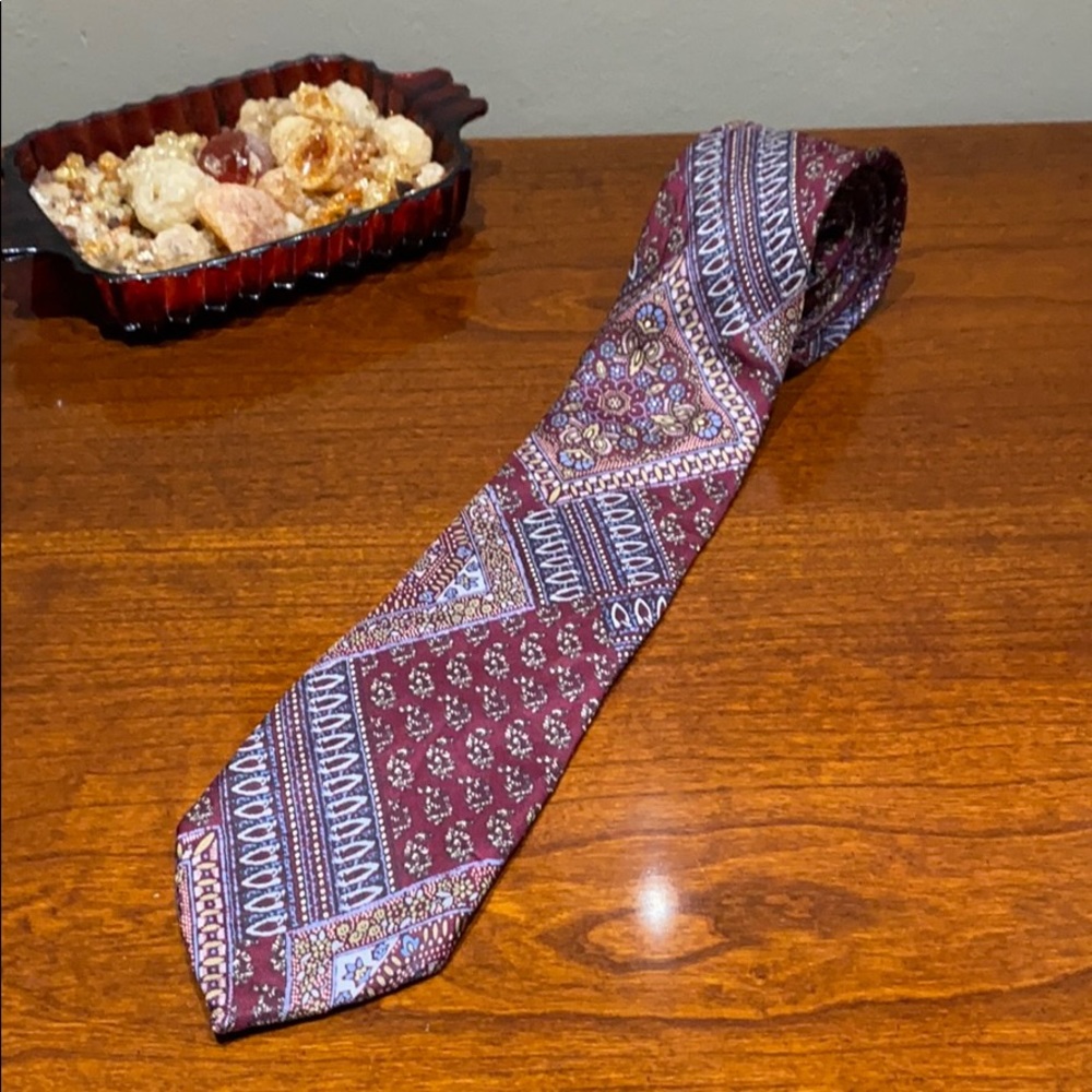 Michael Reed Maroon Blue Grey Silk Tie